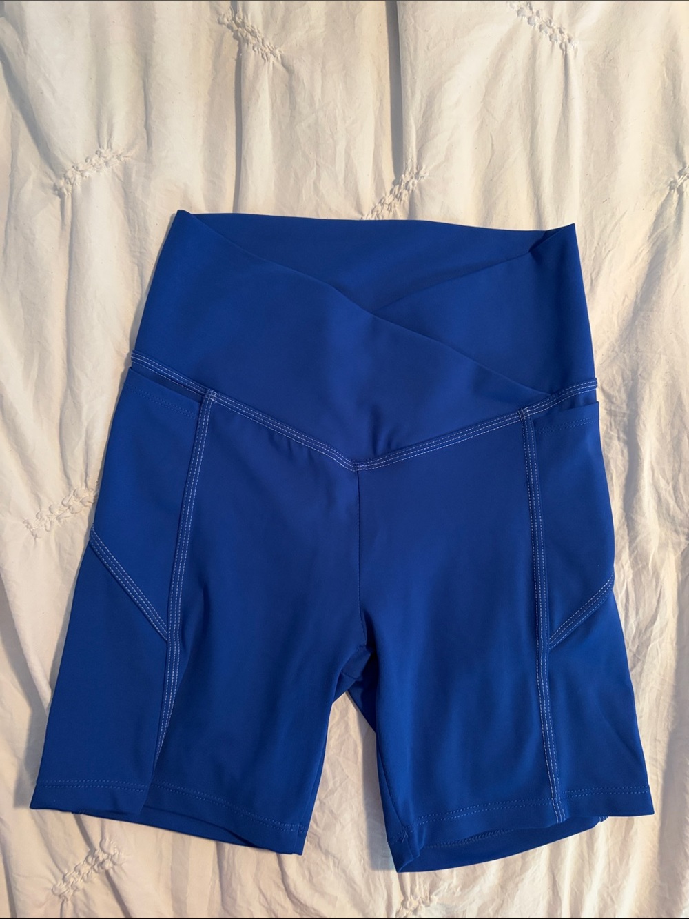 High-Waist Blue Women's Biker Shorts